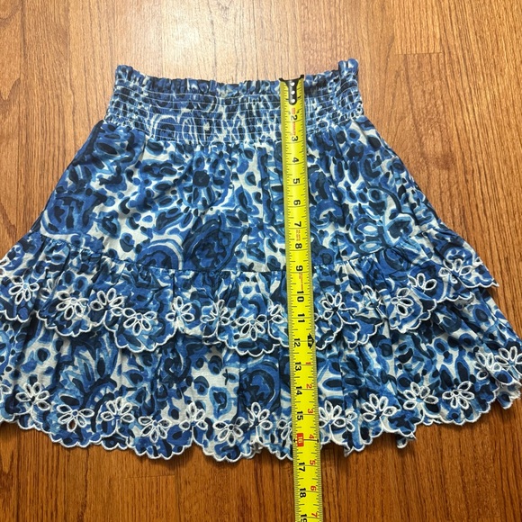 House of Harlow 1960 Melba Blue Floral Print Tiered Embroidered Skirt size S - Picture 9 of 10